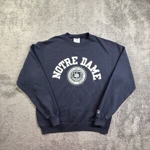 Champion Sweatshirt Notre Dame University Fleece Pullover Dark Blue Mens M